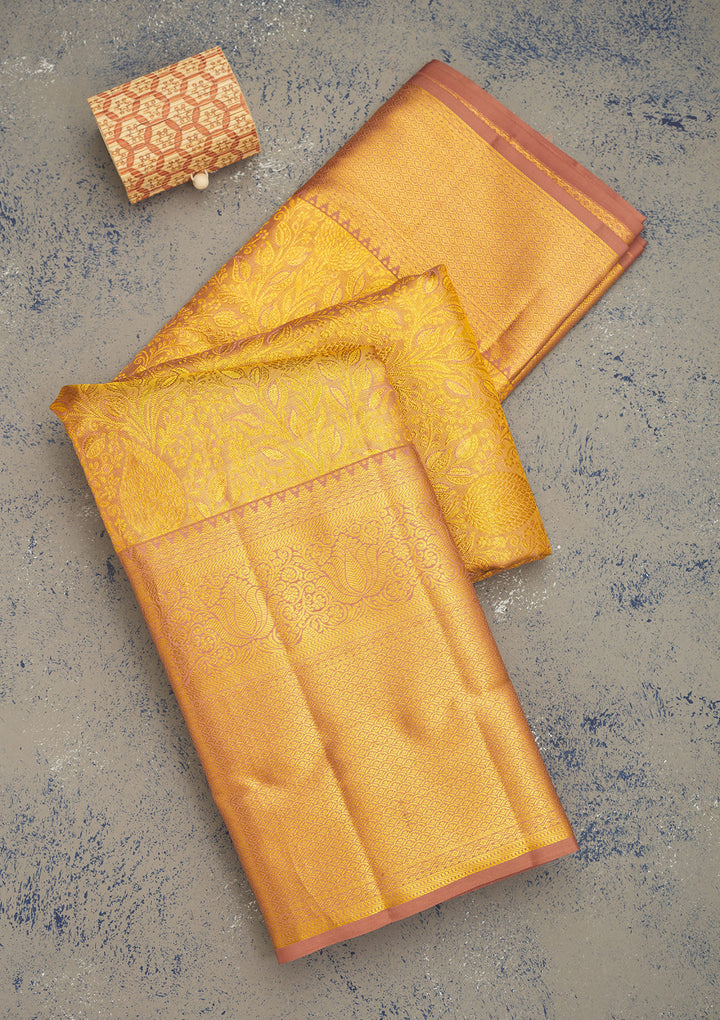 Light Brown Zariwork Pure Silk Saree