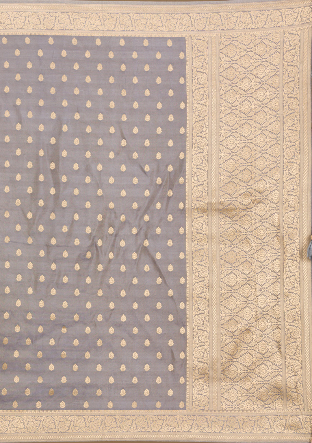 Light Grey Zariwork Raw Silk Saree