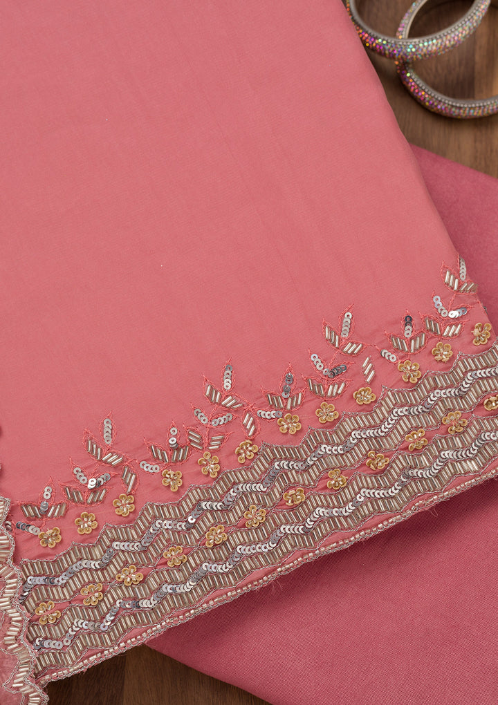 Light Peach Stonework Tissue Unstitched Salwar Suit