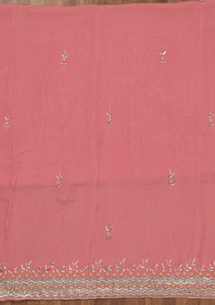 Light Peach Stonework Tissue Unstitched Salwar Suit