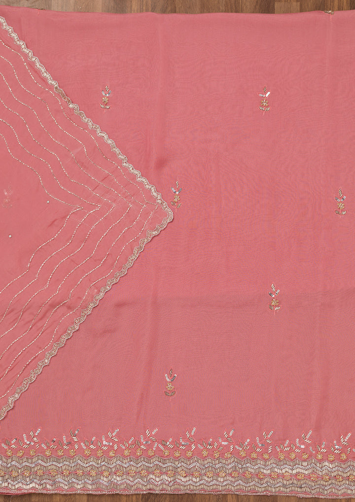 Light Peach Stonework Tissue Unstitched Salwar Suit