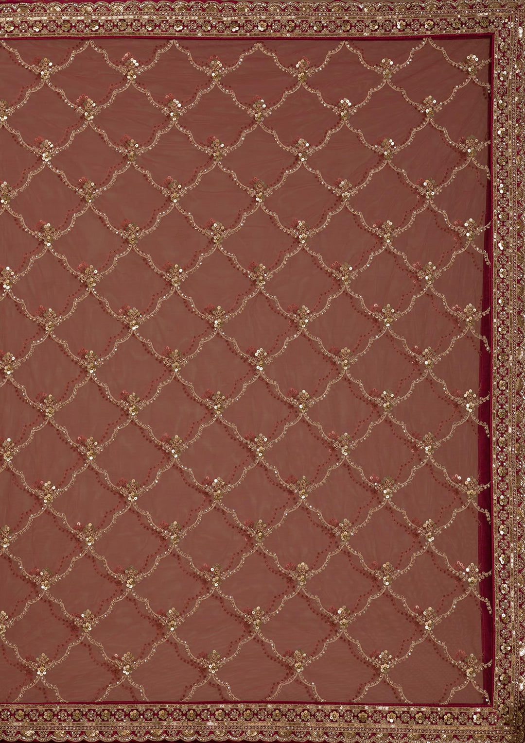 Light Brown Sequins Net Readymade Lehenga