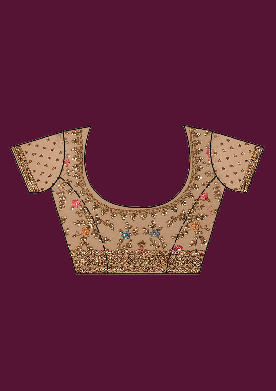 Light Brown Stonework Net Saree