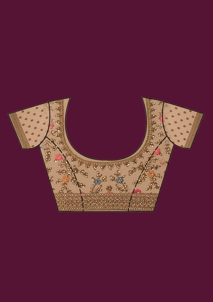 Light Brown Stonework Net Saree