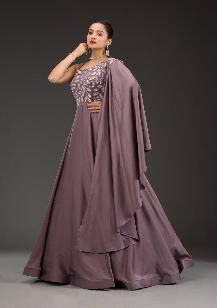 Light Brown Stonework Satin Gown