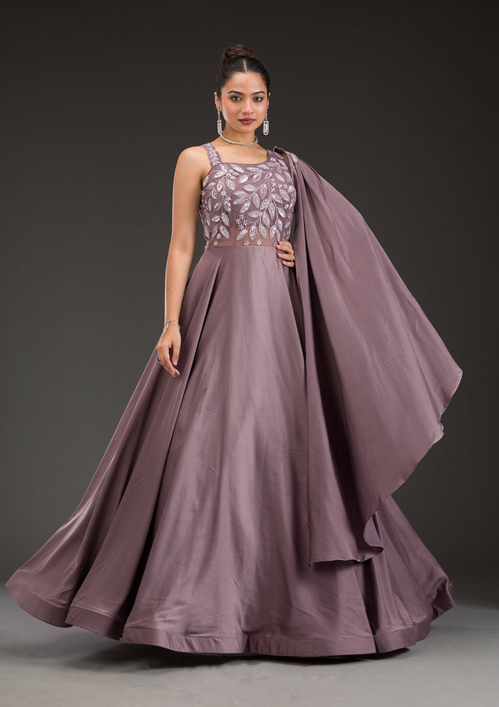Light Brown Stonework Satin Gown