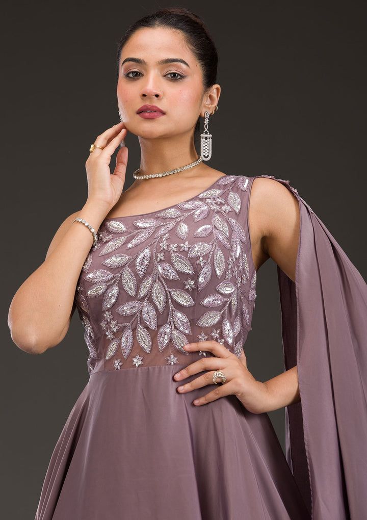 Light Brown Stonework Satin Gown