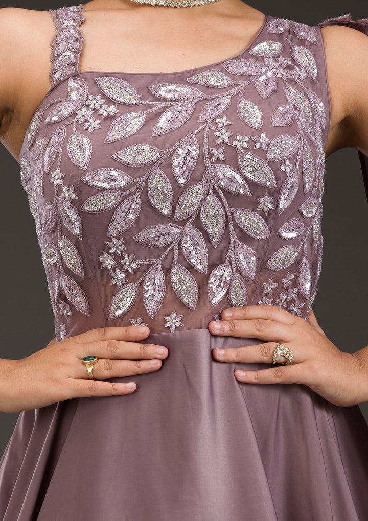 Light Brown Stonework Satin Gown