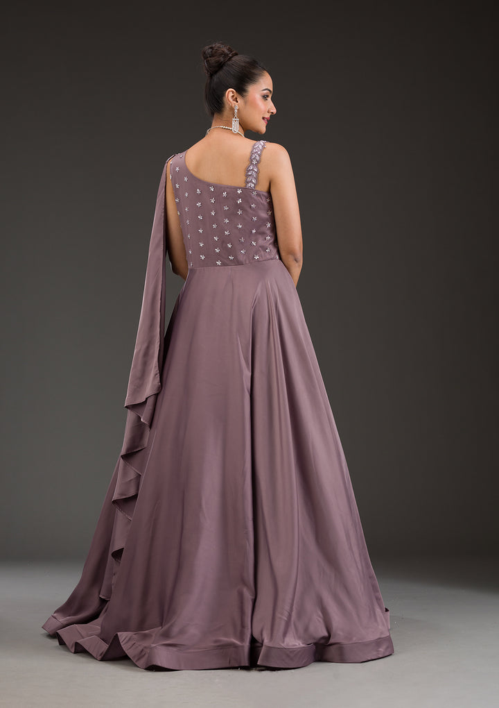 Light Brown Stonework Satin Gown