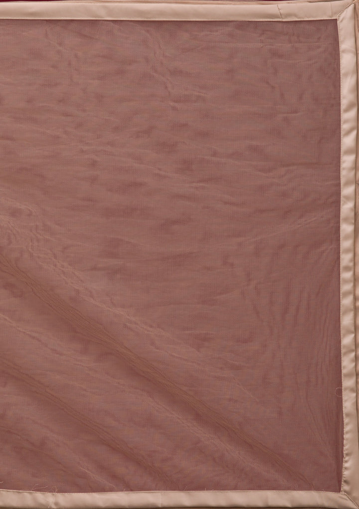 Light Brown Stonework Semi Crepe Readymade Lehenga