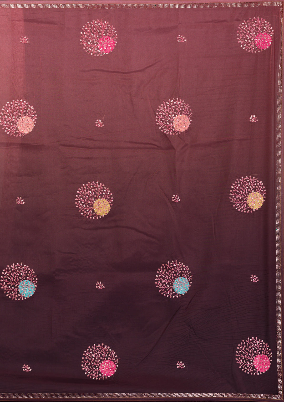Light Brown Swarovski Satin Saree