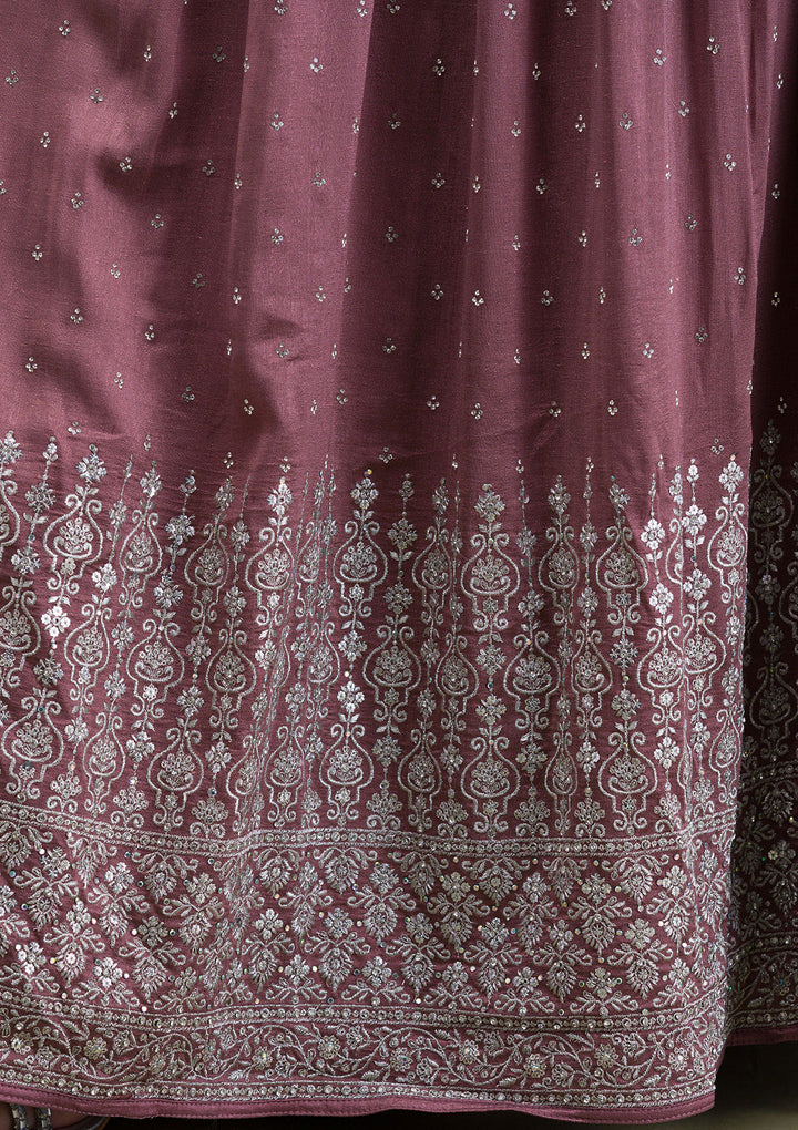 Light Brown Zariwork Georgette Readymade Anarkali Suit
