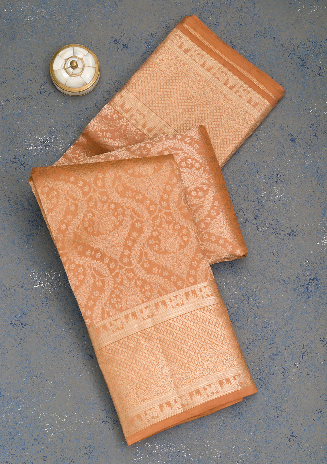 Light Brown Zariwork Banarasi Pure Silk Saree