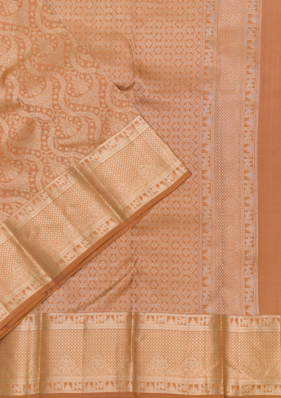 Light Brown Zariwork Banarasi Pure Silk Saree