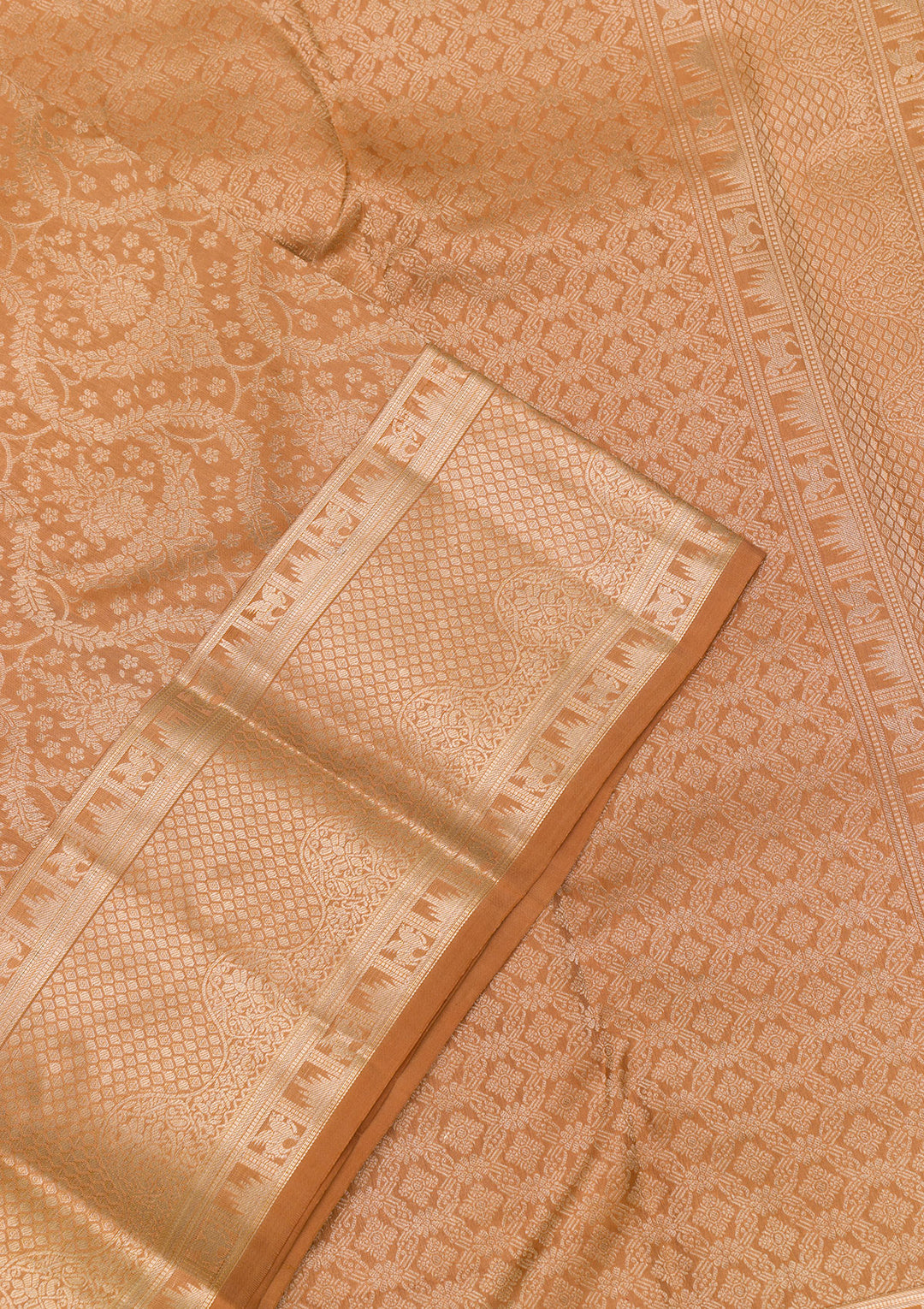 Light Brown Zariwork Banarasi Pure Silk Saree