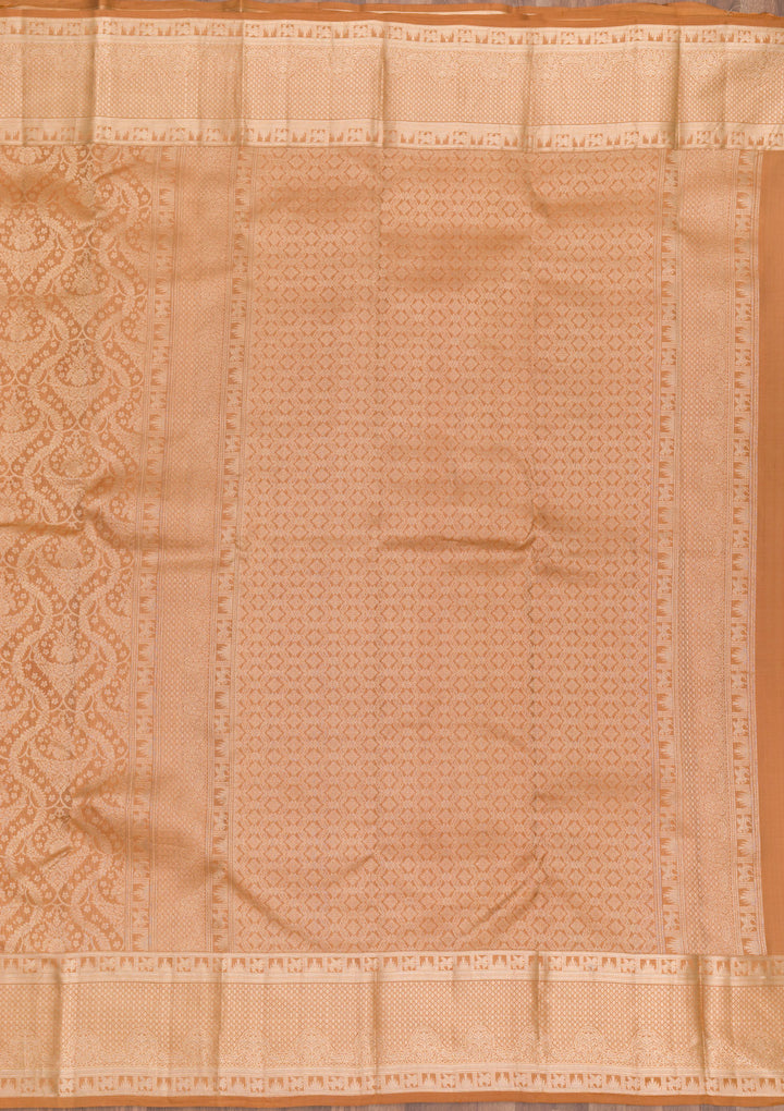 Light Brown Zariwork Banarasi Pure Silk Saree