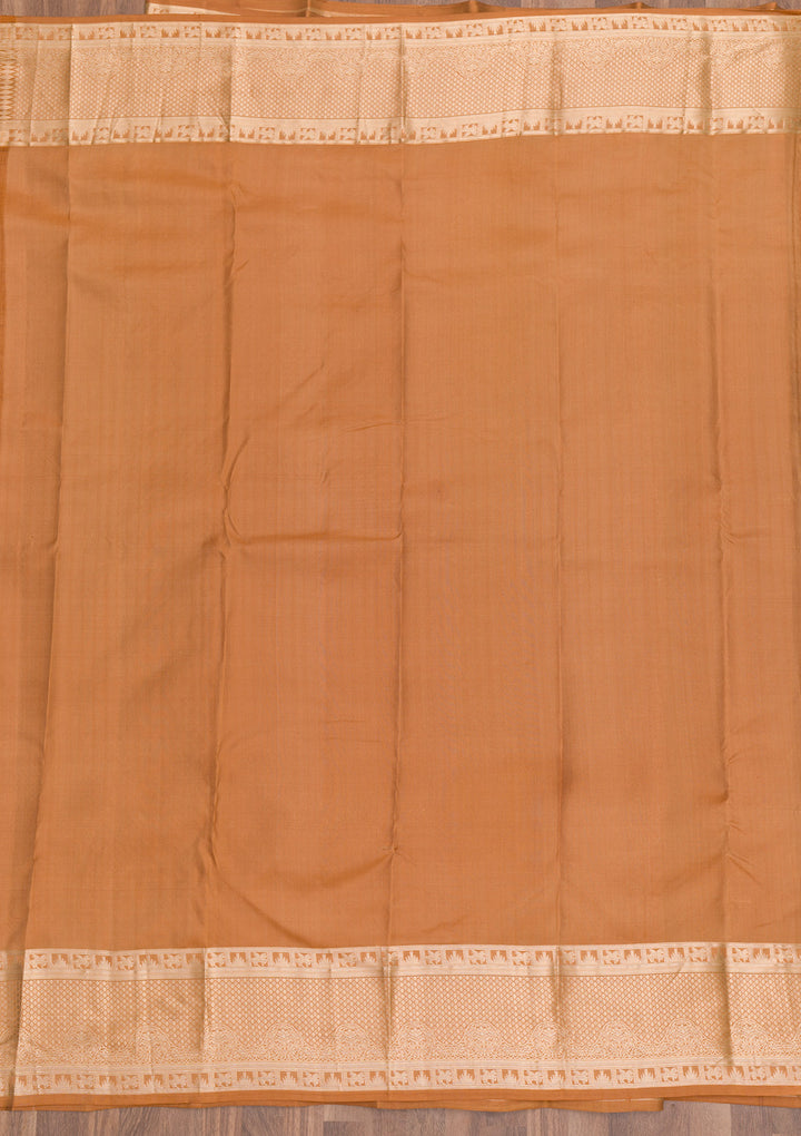 Light Brown Zariwork Banarasi Pure Silk Saree