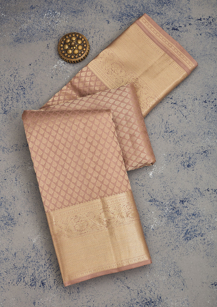 Light Brown Zariwork Pure Silk Saree
