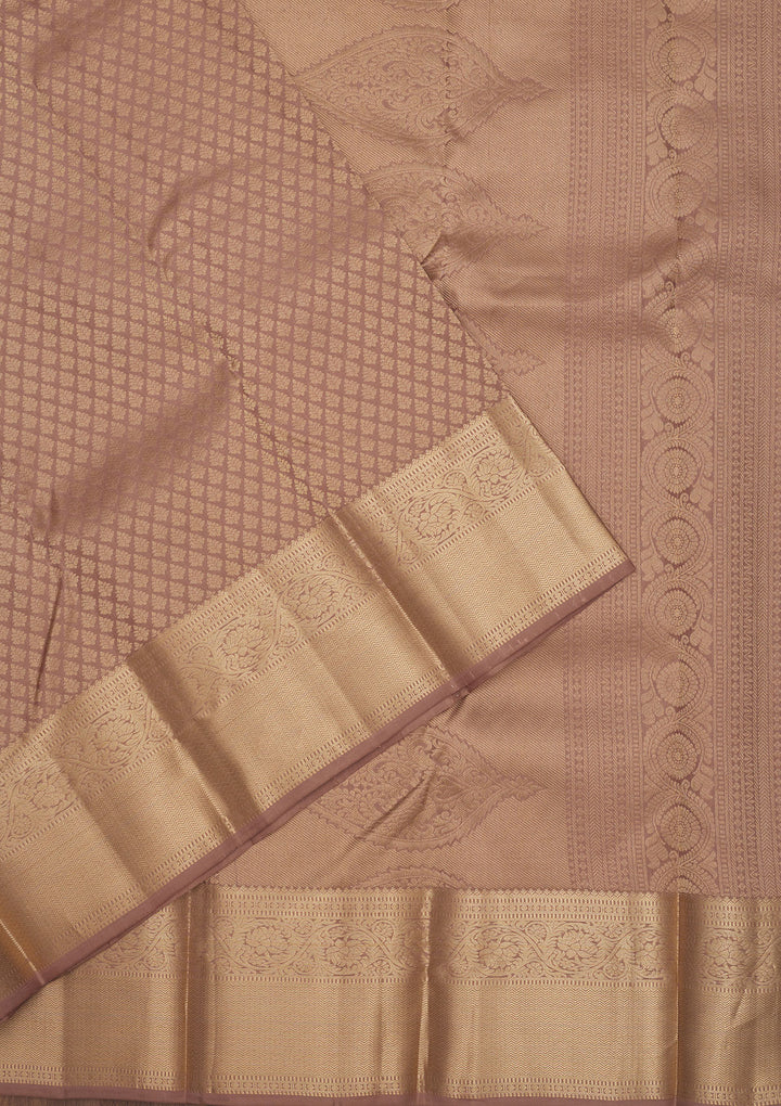 Light Brown Zariwork Pure Silk Saree
