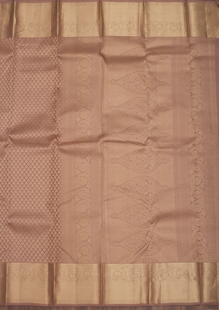 Light Brown Zariwork Pure Silk Saree