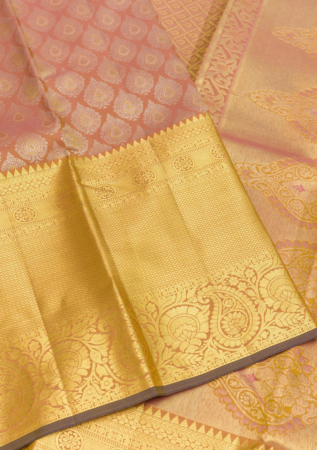 Light Brown Zariwork Kanjivaram Pure Silk Saree