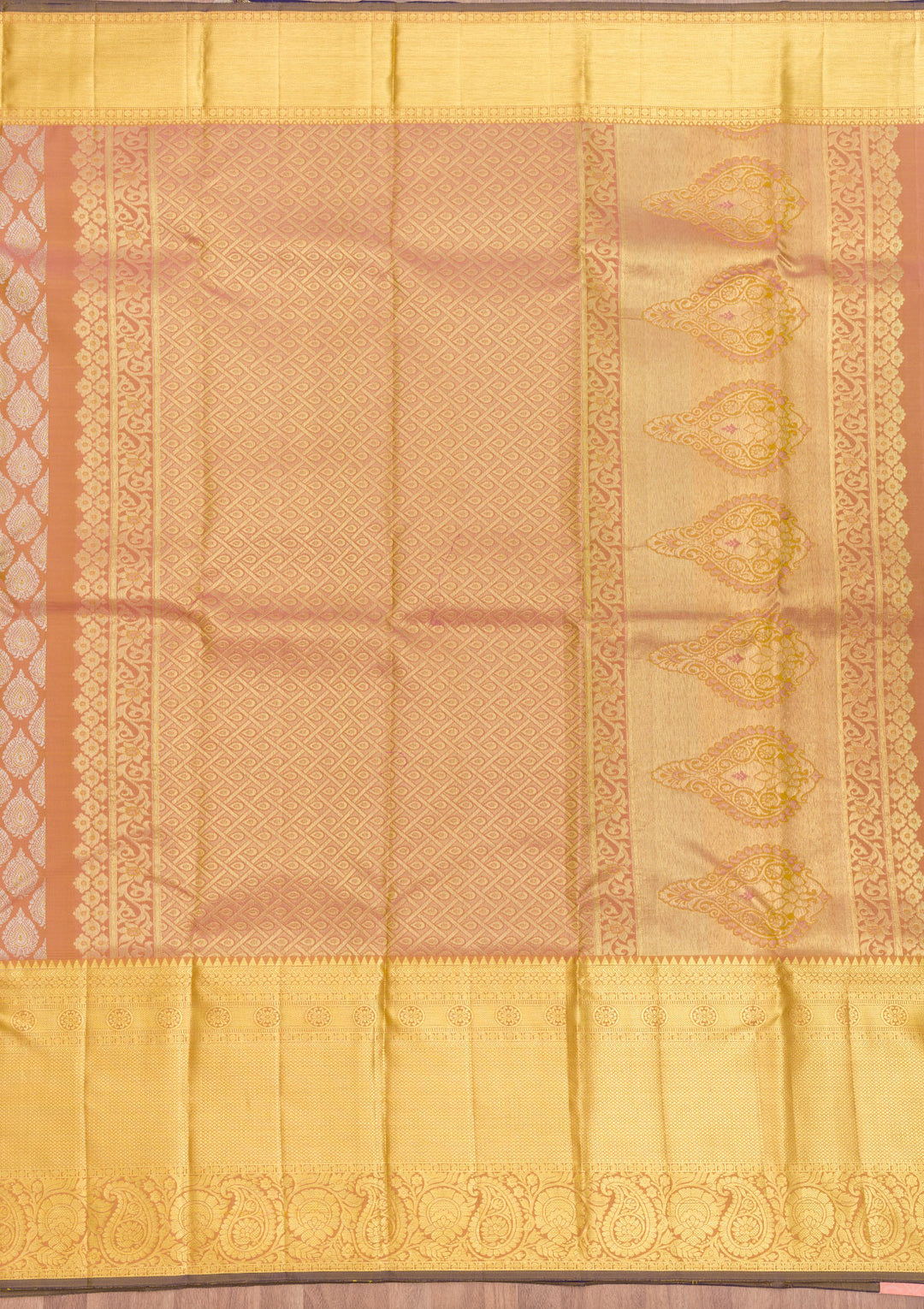 Light Brown Zariwork Kanjivaram Pure Silk Saree