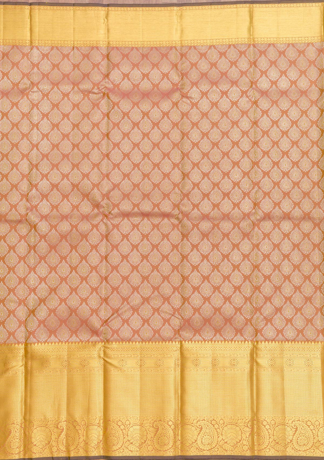 Light Brown Zariwork Kanjivaram Pure Silk Saree