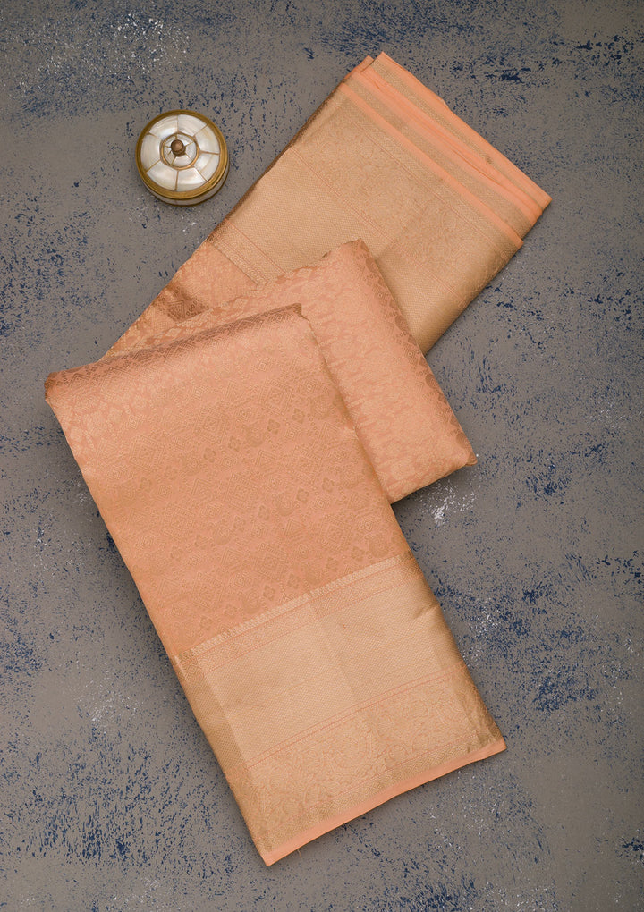 Light Brown Zariwork Pure Silk Saree