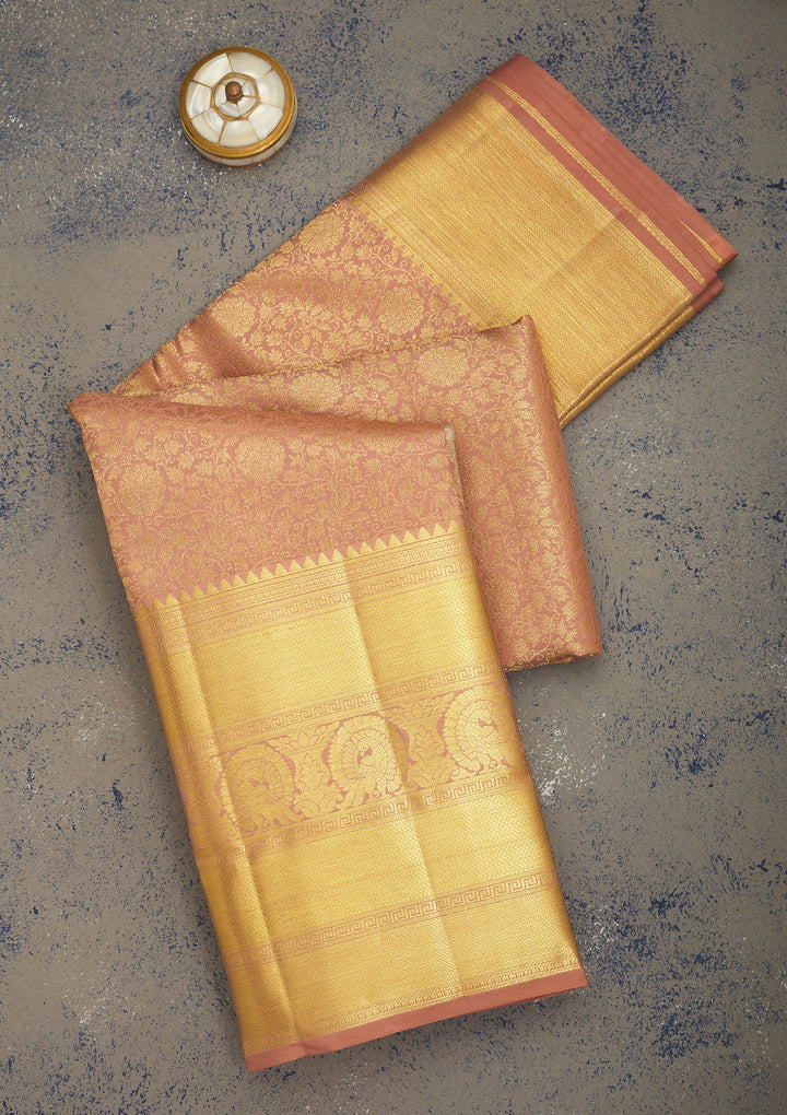Light Brown Zariwork Pure Silk Saree