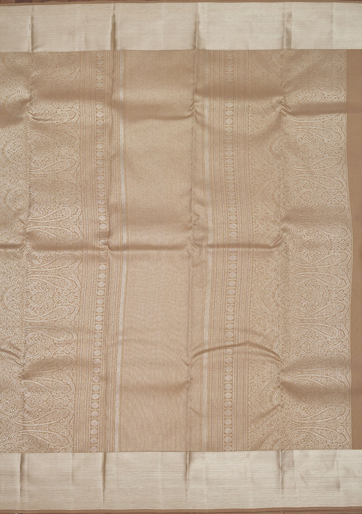 Light Brown Zariwork Pure Silk Saree