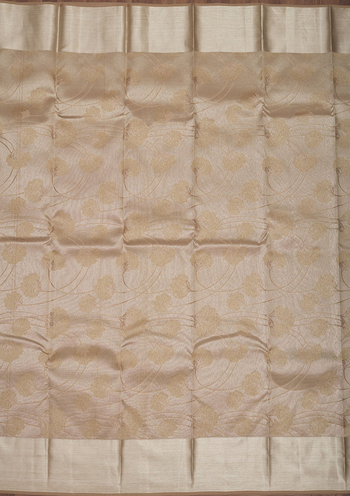 Light Brown Zariwork Pure Silk Saree