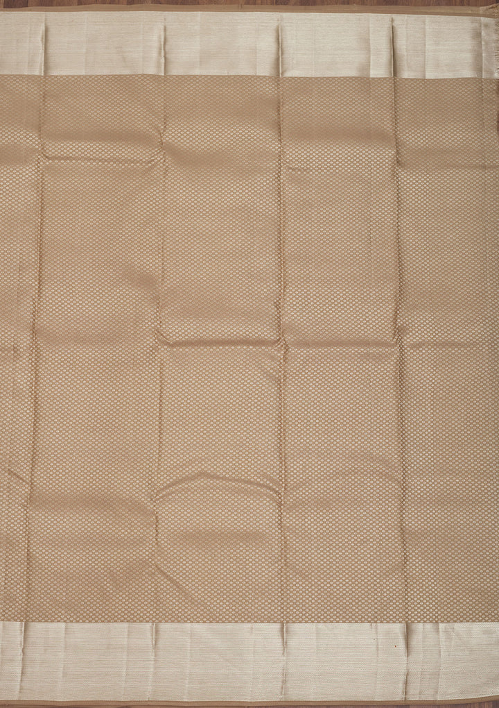Light Brown Zariwork Pure Silk Saree