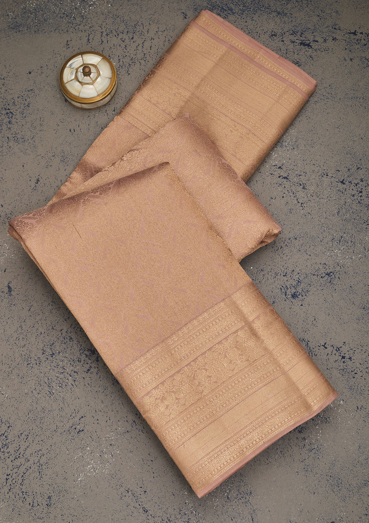 Light Brown Zariwork Pure Silk Saree