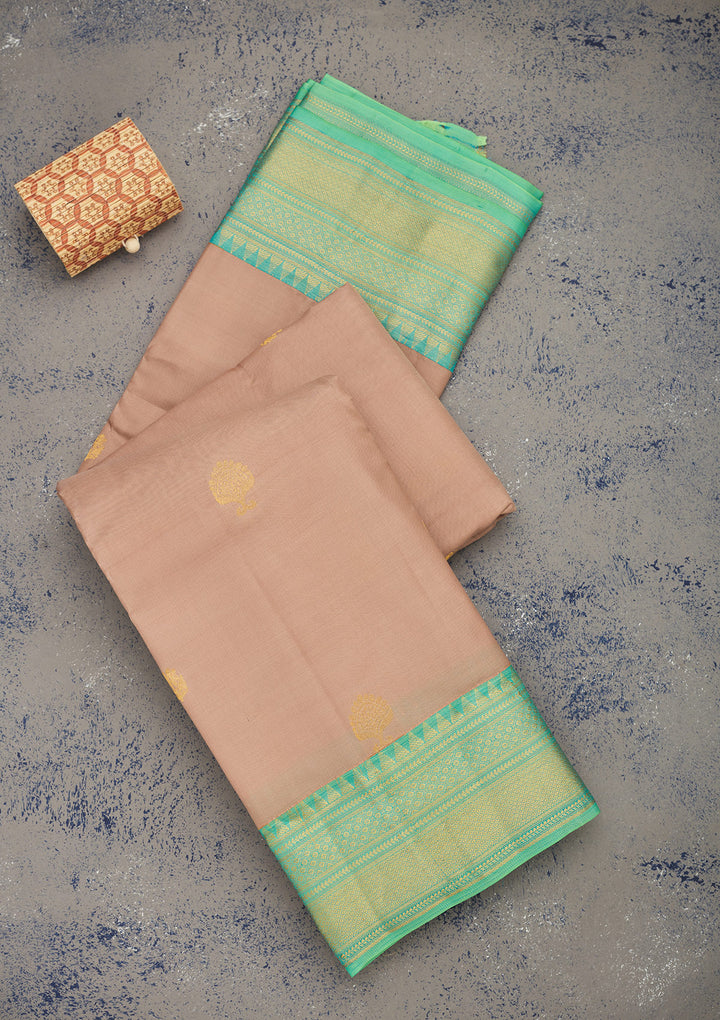 Light Brown Zariwork Pure Silk Saree