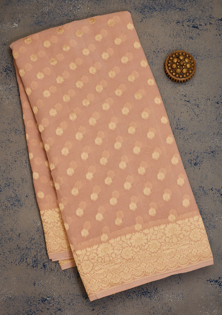 Light Brown Zariwork Pure Silk Saree