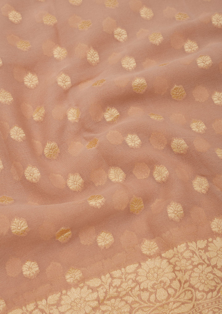 Light Brown Zariwork Pure Silk Saree