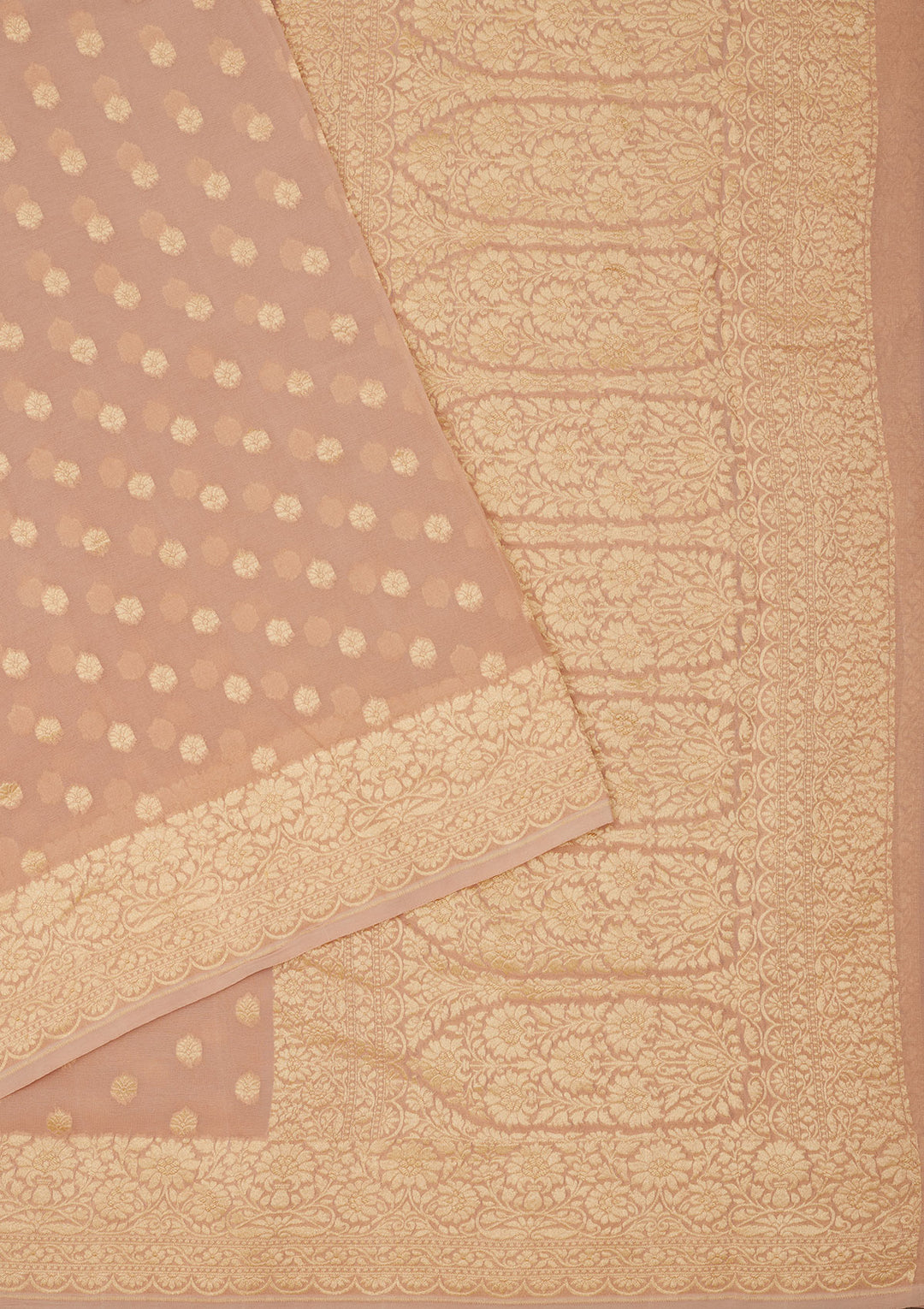 Light Brown Zariwork Pure Silk Saree