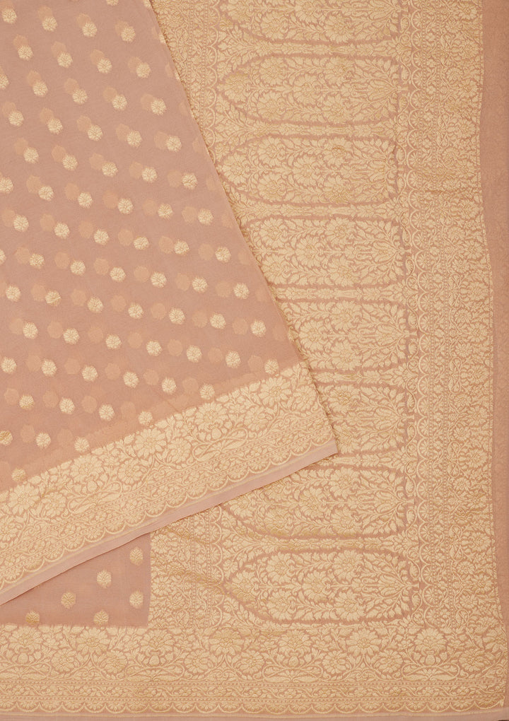 Light Brown Zariwork Pure Silk Saree