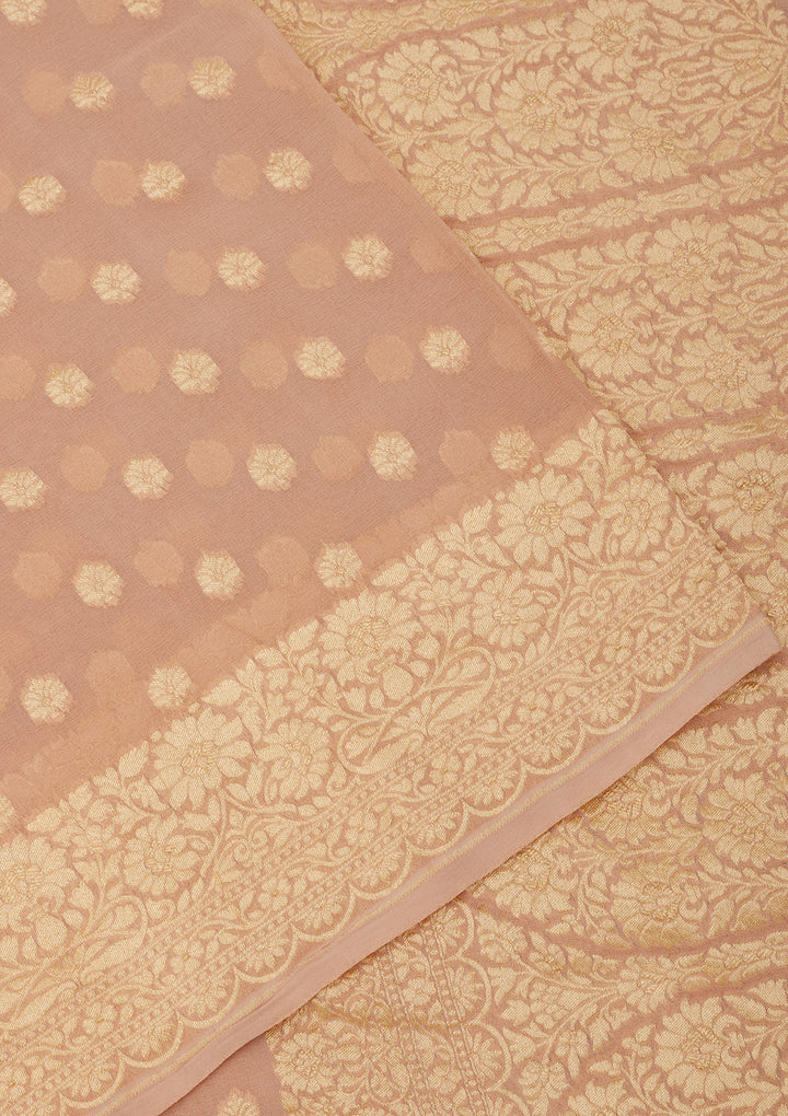 Light Brown Zariwork Pure Silk Saree