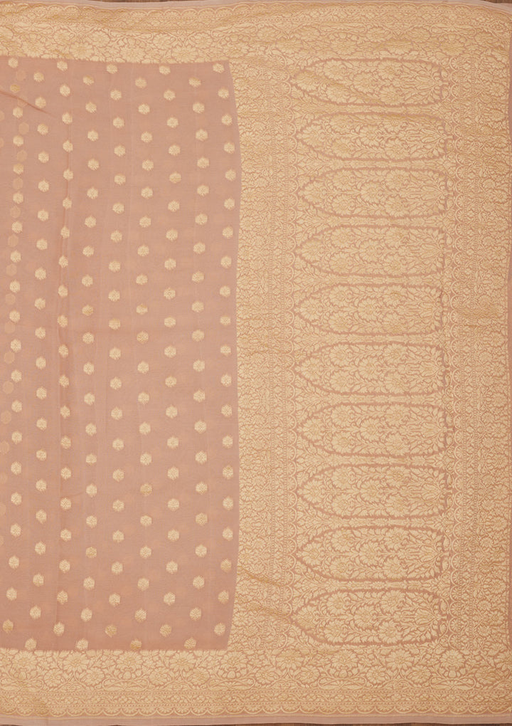Light Brown Zariwork Pure Silk Saree