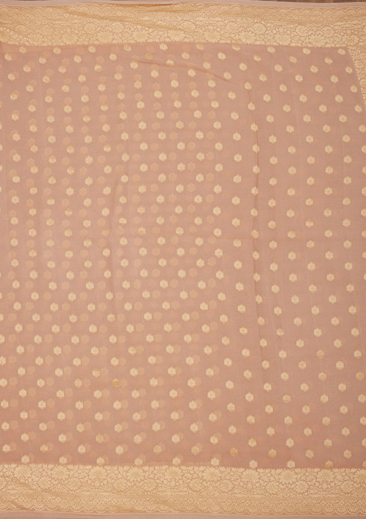Light Brown Zariwork Pure Silk Saree