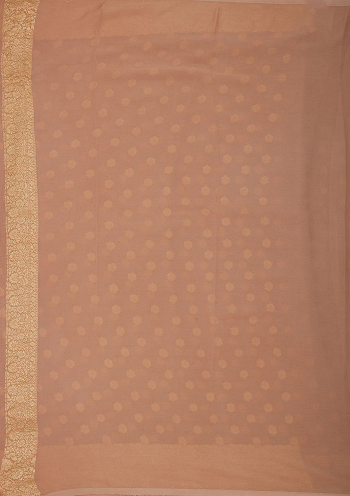 Light Brown Zariwork Pure Silk Saree