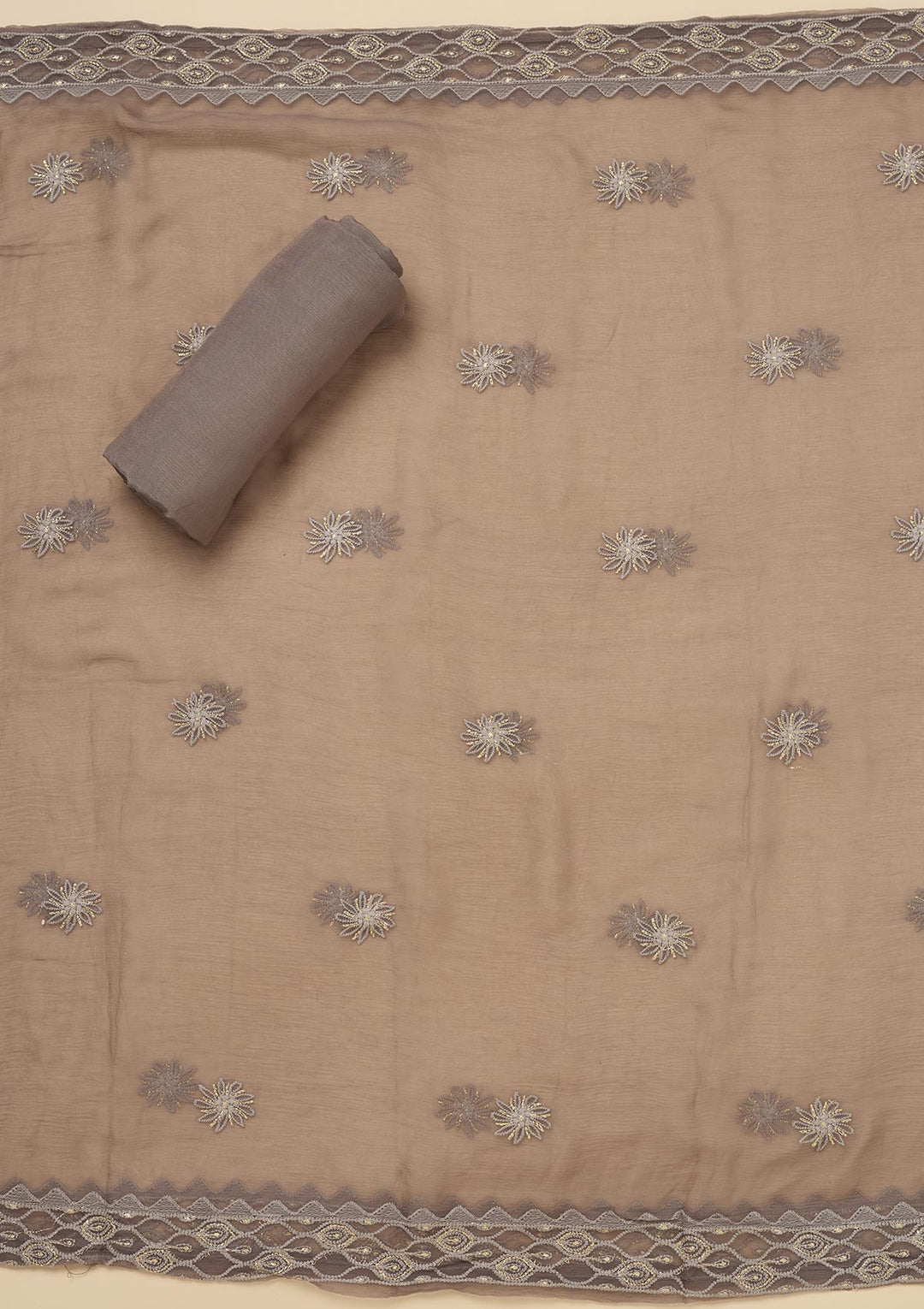 Light Grey Chikankari Georgette Unstitched Salwar Suit