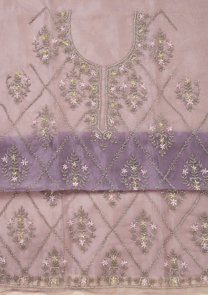 Lavender Cutdana Georgette Unstitched Salwar Suit