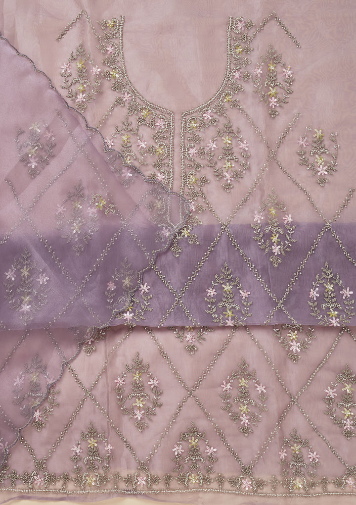 Lavender Cutdana Georgette Unstitched Salwar Suit