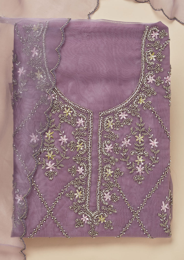 Lavender Cutdana Georgette Unstitched Salwar Suit