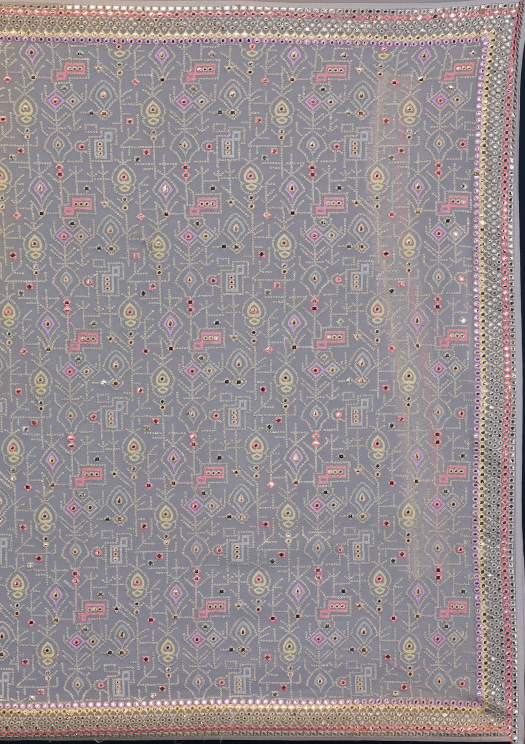 Light Grey Gotapatti Georgette Saree