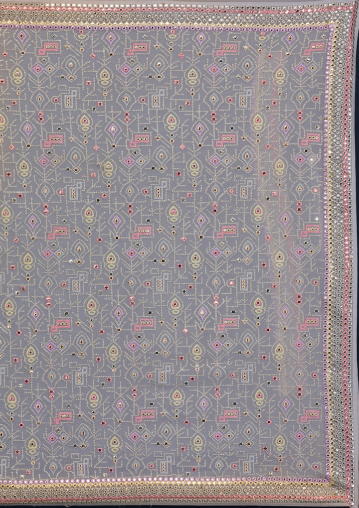 Light Grey Gotapatti Georgette Saree