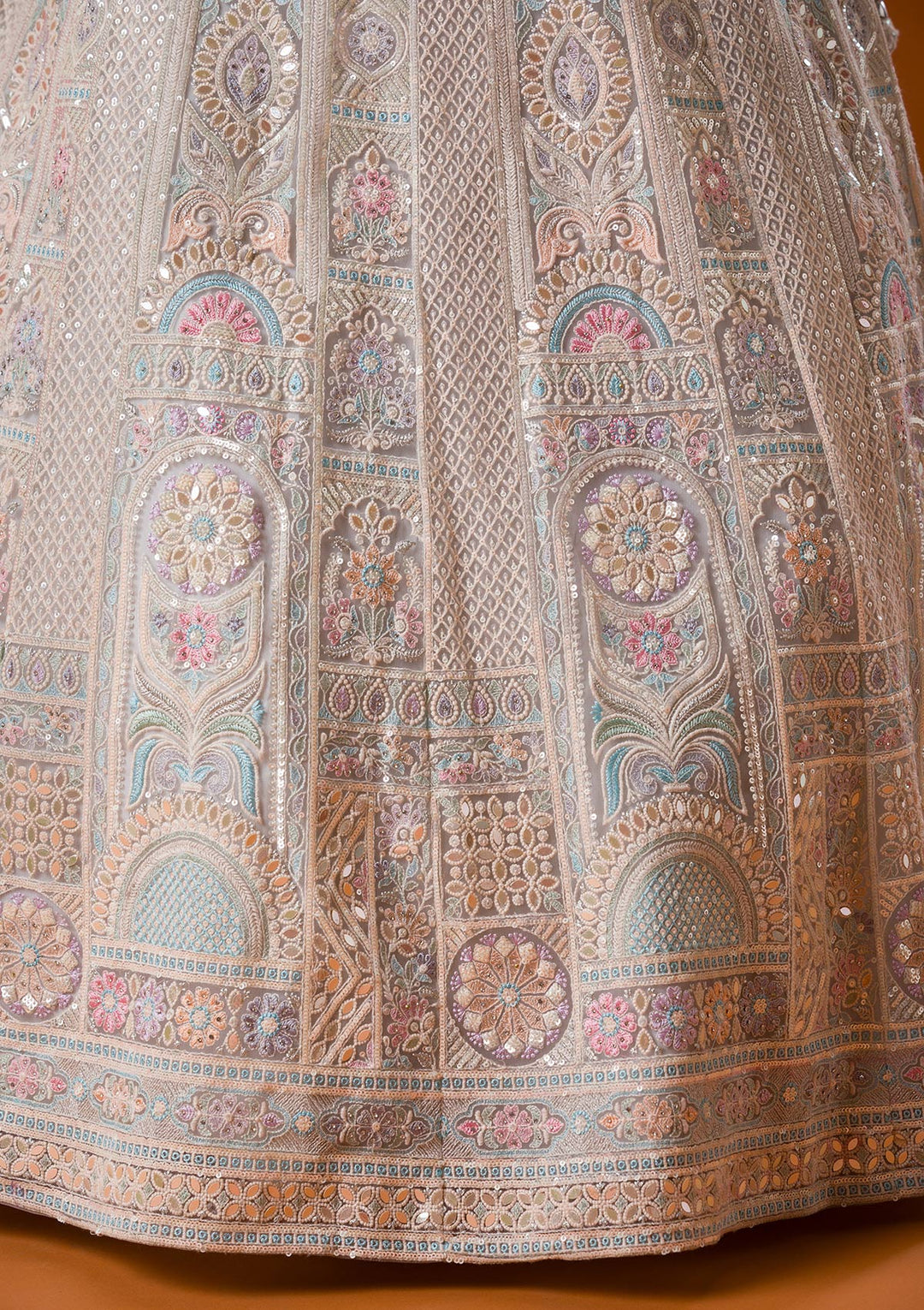 Light Grey Gotapatti Net Readymade Lehenga