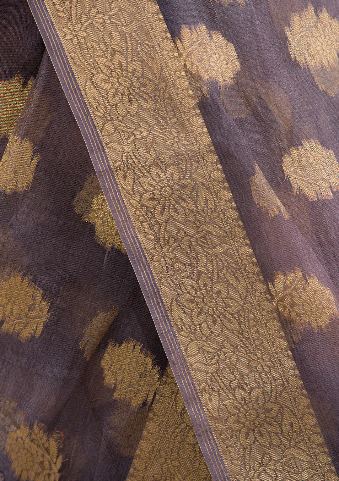 Light Grey Printed Tissue Saree